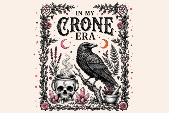 Witchy Raven Halloween Gift Tee Png
