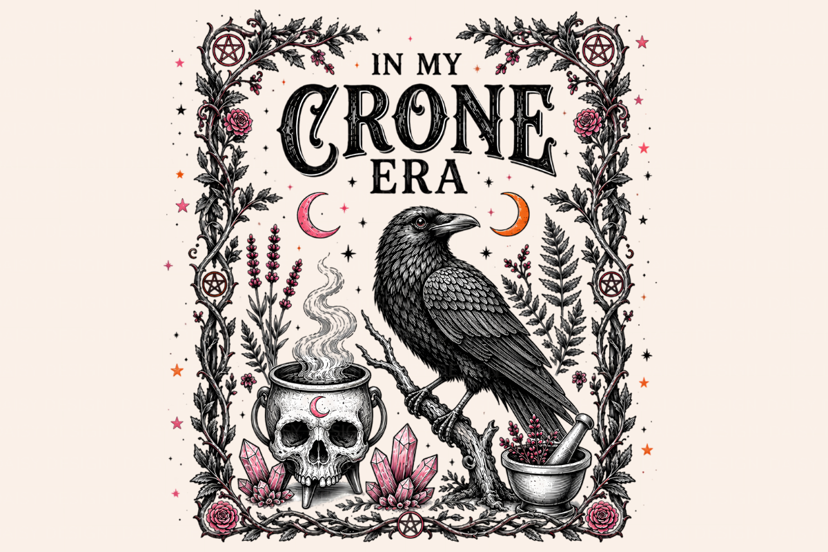Witchy Raven Halloween Gift Tee Png