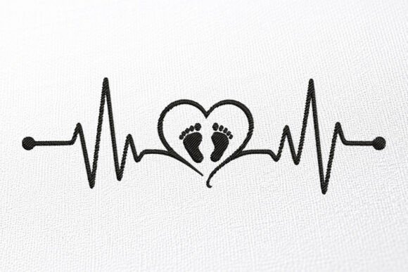 Baby Heartbeat Embroidery Design