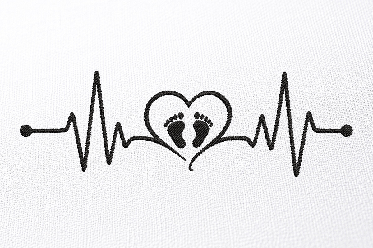 Baby Heartbeat Embroidery Design
