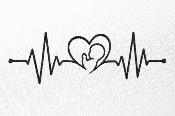 Baby Heartbeat Embroidery Design