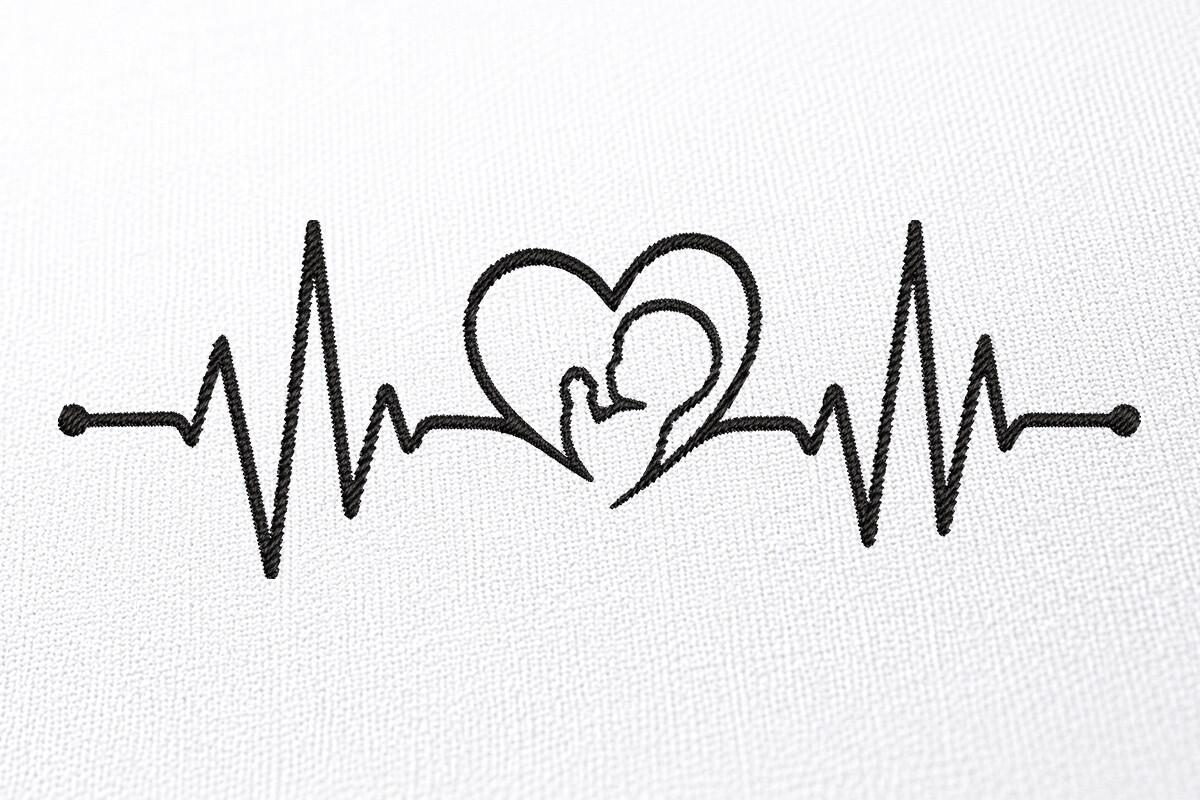 Baby Heartbeat Embroidery Design