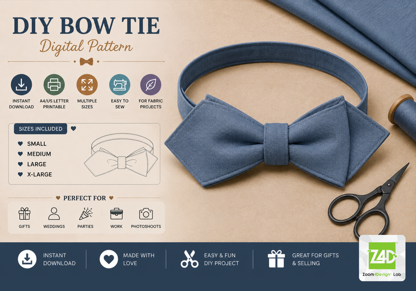 Bow Tie Pattern DIY Fabric & Leather