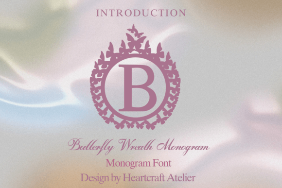 Preview specimen of Butterfly Wreath Monogram decorative font