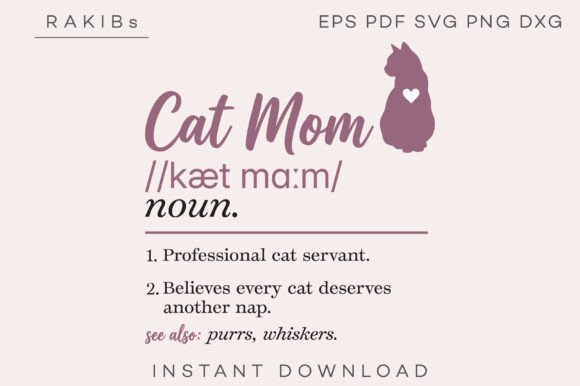 Cat Mom Funny Definition SVG PNG