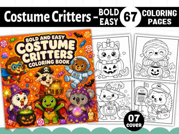 Preview of Costume Critters Bold Easy Coloring Book coloring pages for kids