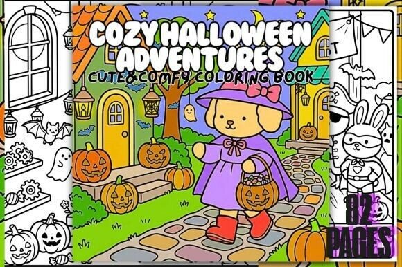 Preview of Cozy Halloween Adventures Coloring Book adult coloring pages