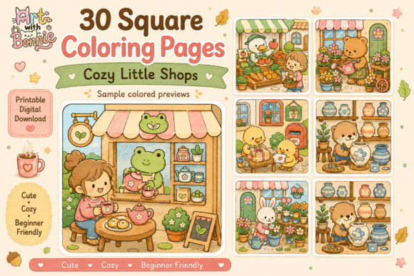 Cozy Little Shops Animals Coloring PDF
