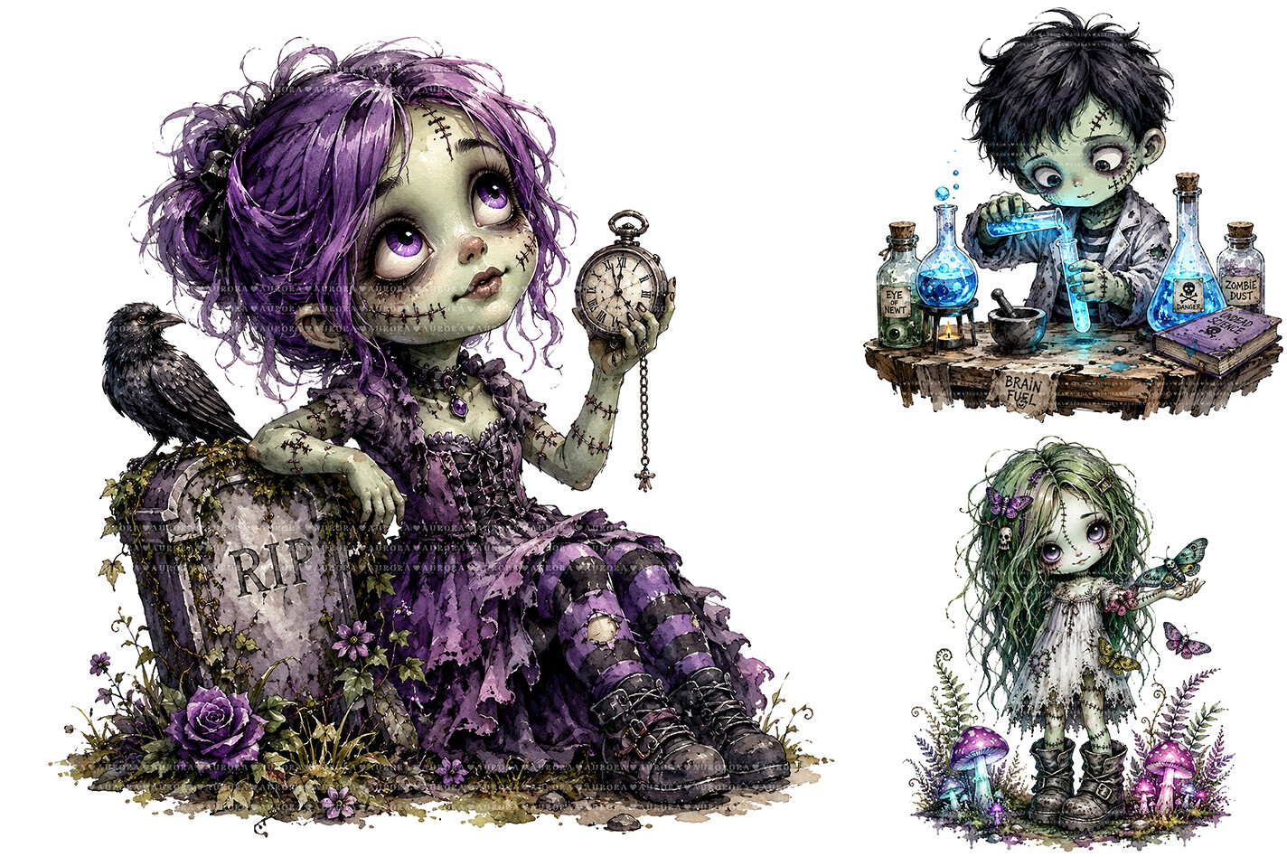 Creepy Halloween Gothic Kids Clipart