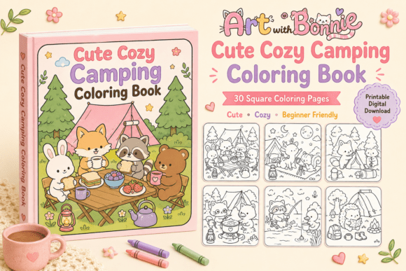 Cute Cozy Camping Animals Coloring PDF