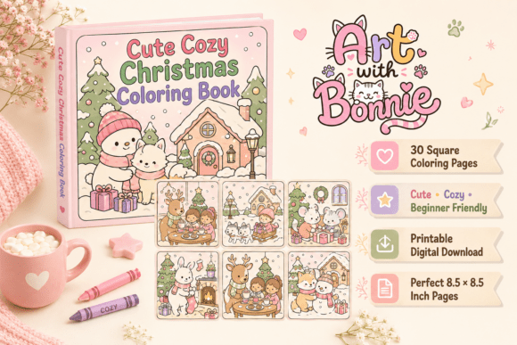 Cute Cozy Christmas Coloring Pages PDF