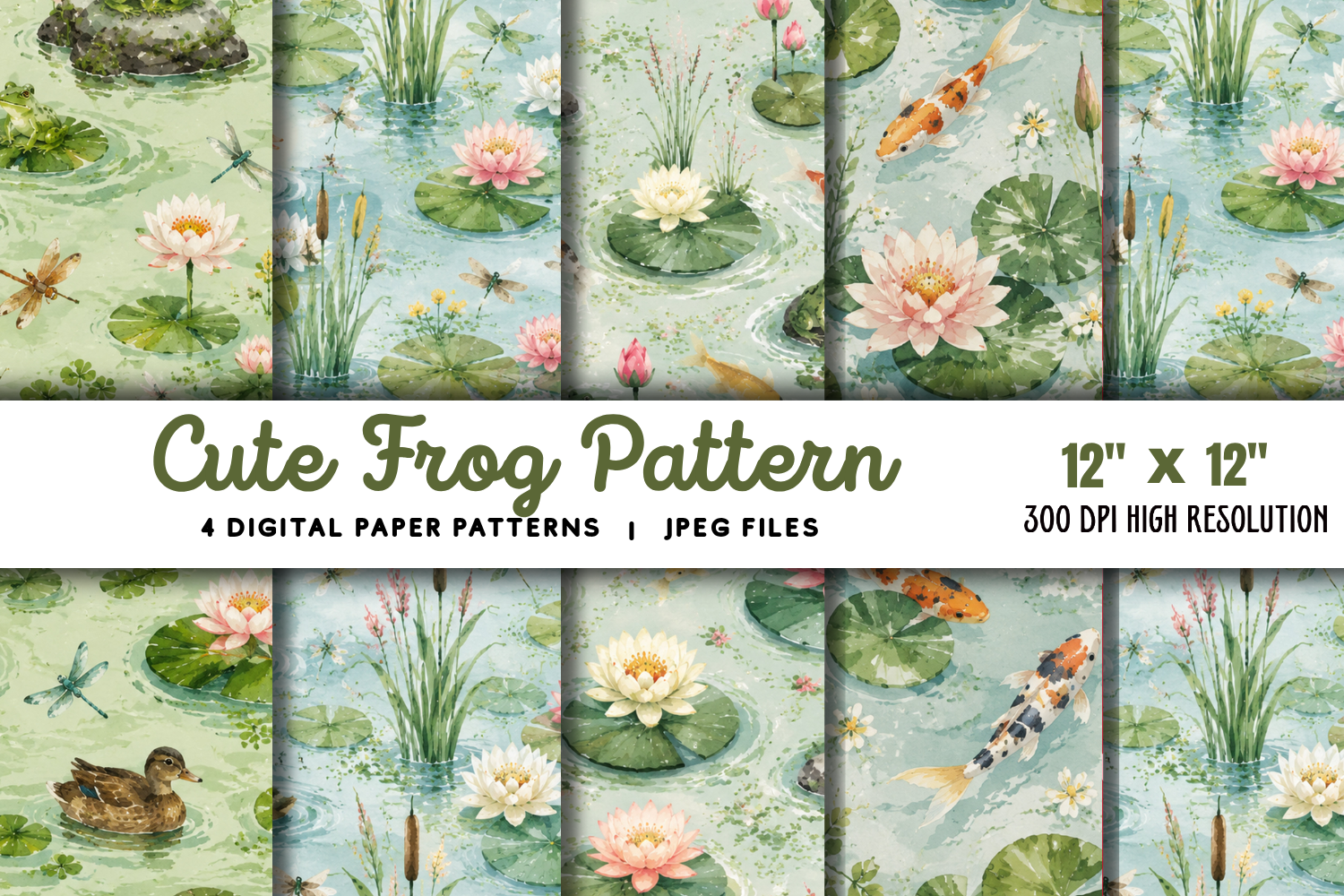 Cute Frog Digital Paper 1