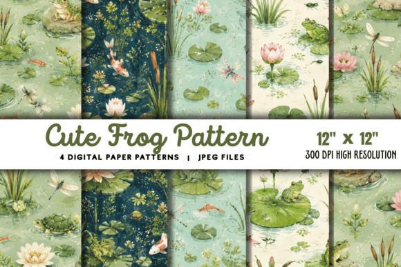 Cute Frog Digital Paper 2