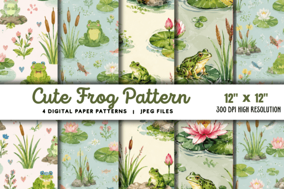 Cute Frog Digital Paper 3