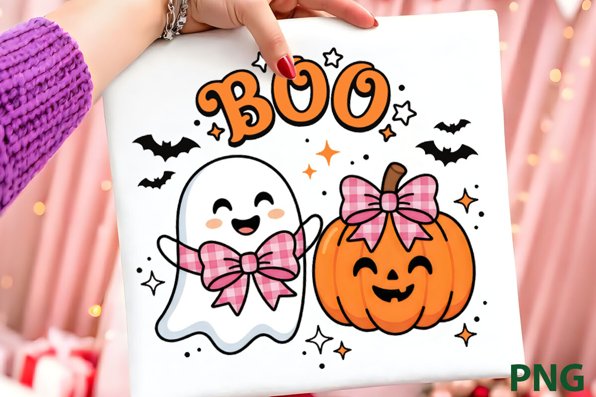 Cute Halloween Boo Ghost Pumpkin PNG Graphic by MK_Design Store ...