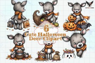 Cute Halloween Deer Clipart PNG Graphic by VictoryHome · Creative Fabrica