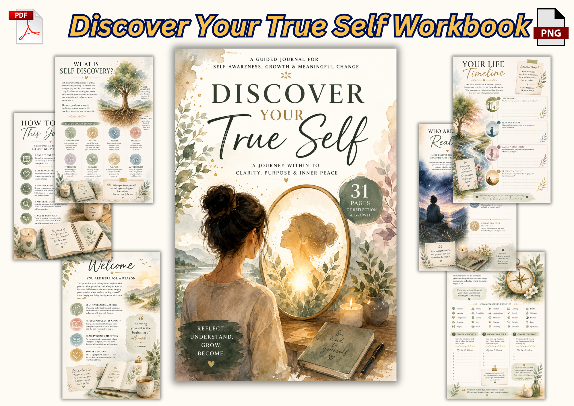 Discover Your True Self Journal Workbook