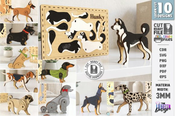Dog Breed Card Puzzles Laser Cut Bundle