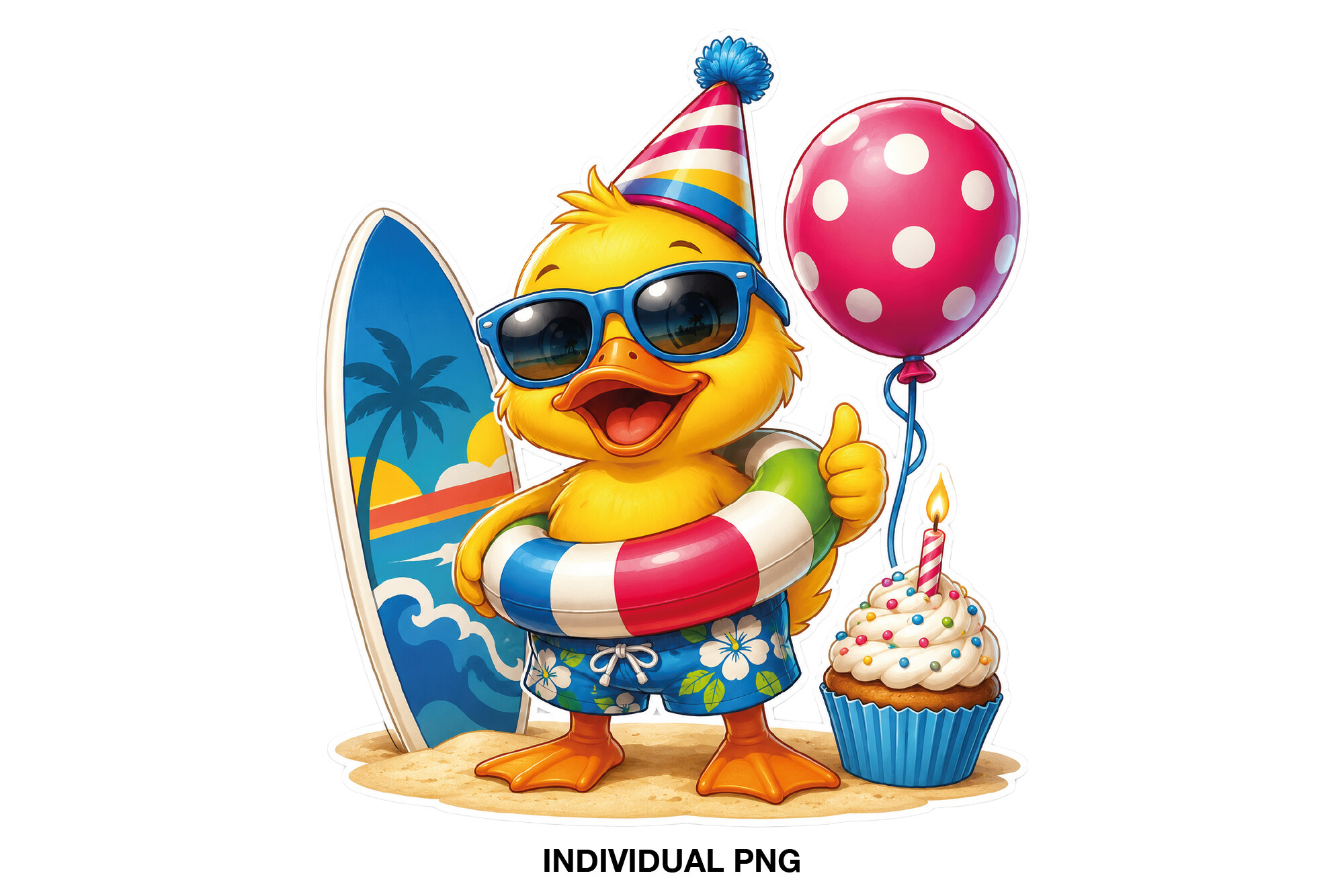 Duck Birthday Sticker PNG