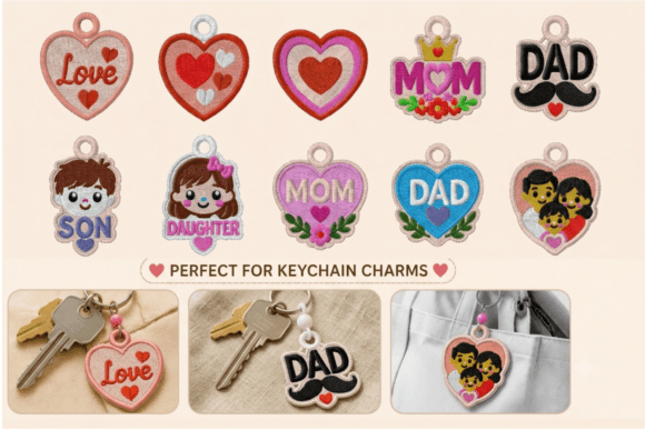 Family Keychain Embroidery Bundle