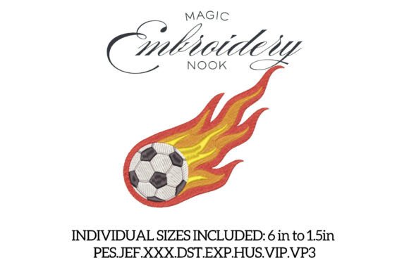 Flaming Soccer Ball Embroidery Design