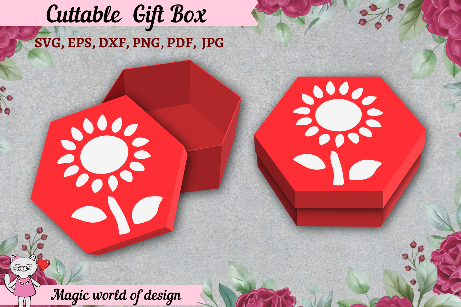 Floral Birthday Gift Box SVG