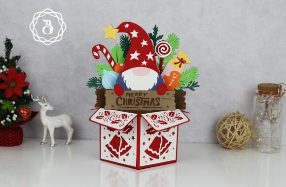 Gnome Christmas 3D Gift Box SVG Christmas 3D SVG Craft By Bich Paper Art