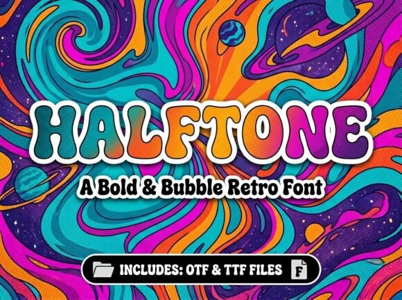 Preview specimen of Halftone decorative font