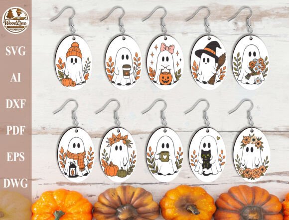 Halloween Ghost Earrings SVG Bundle