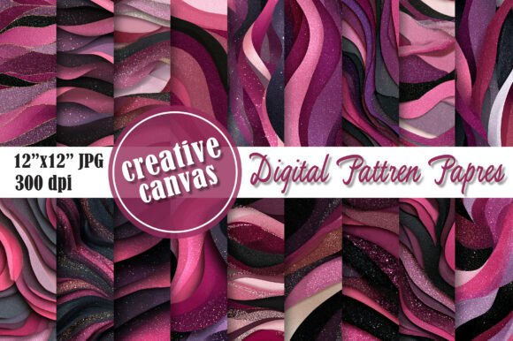 Pink Glitter Wave Seamless Pattern