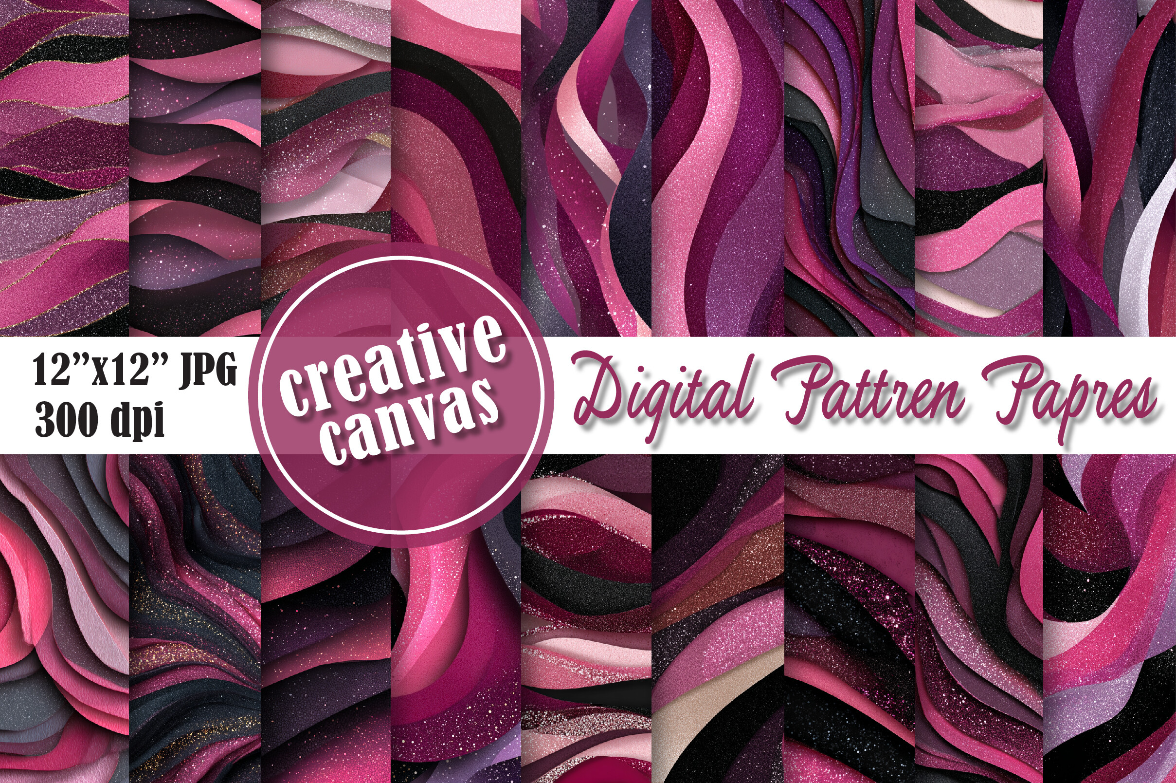 Pink Glitter Wave Seamless Pattern