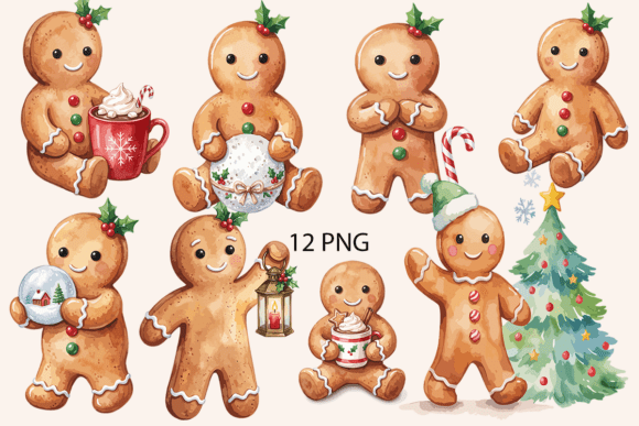 Quirky Christmas Gingerbread Man Clipart Graphics