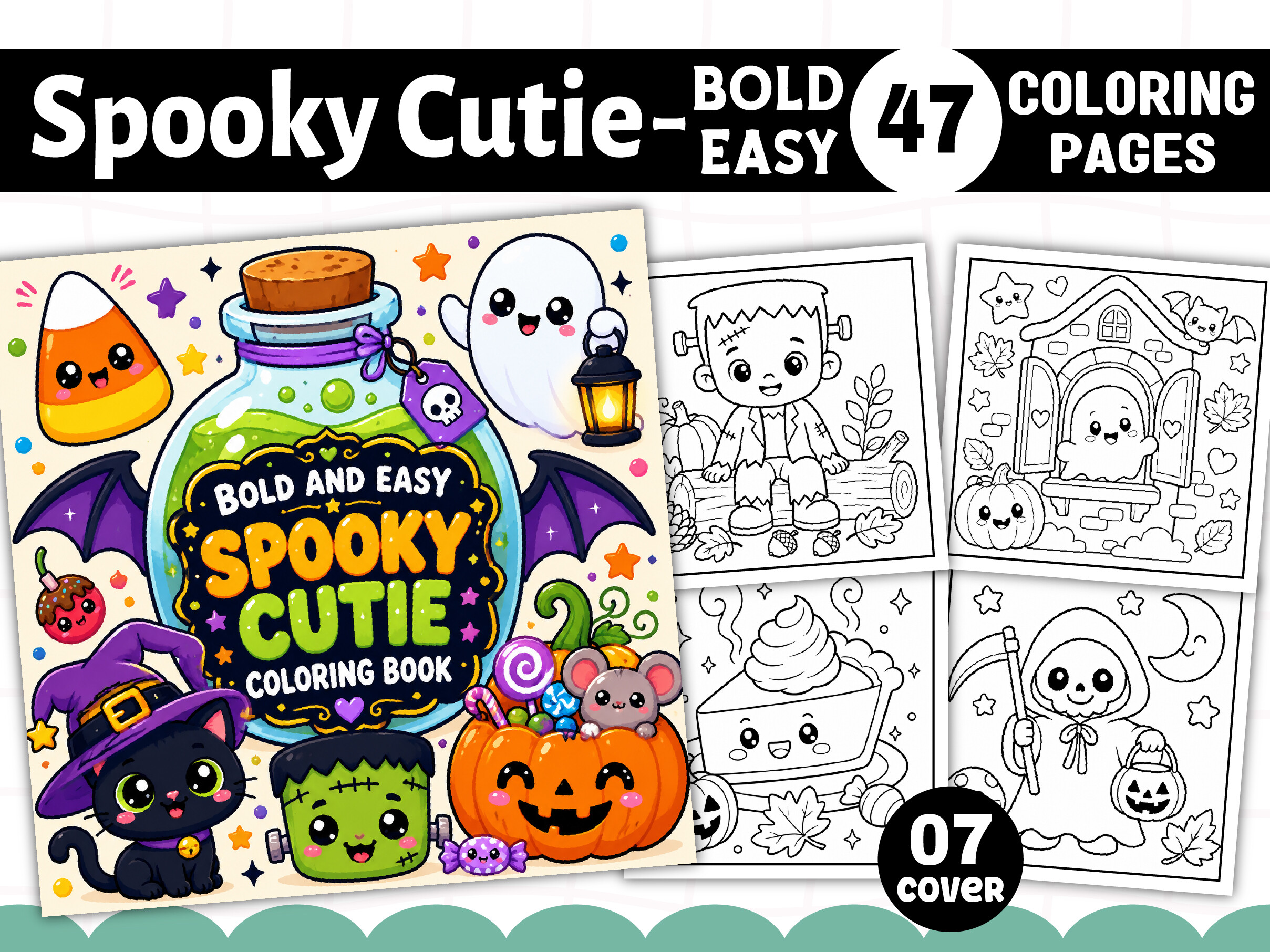 Spooky Cutie Bold and Easy Coloring Book
