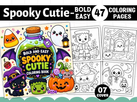 Preview of Spooky Cutie Bold and Easy Coloring Book adult coloring pages
