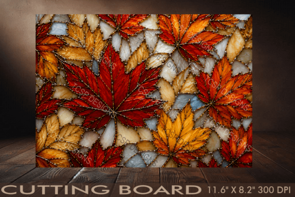 Stained Glass Fall Leaves Cutting Board