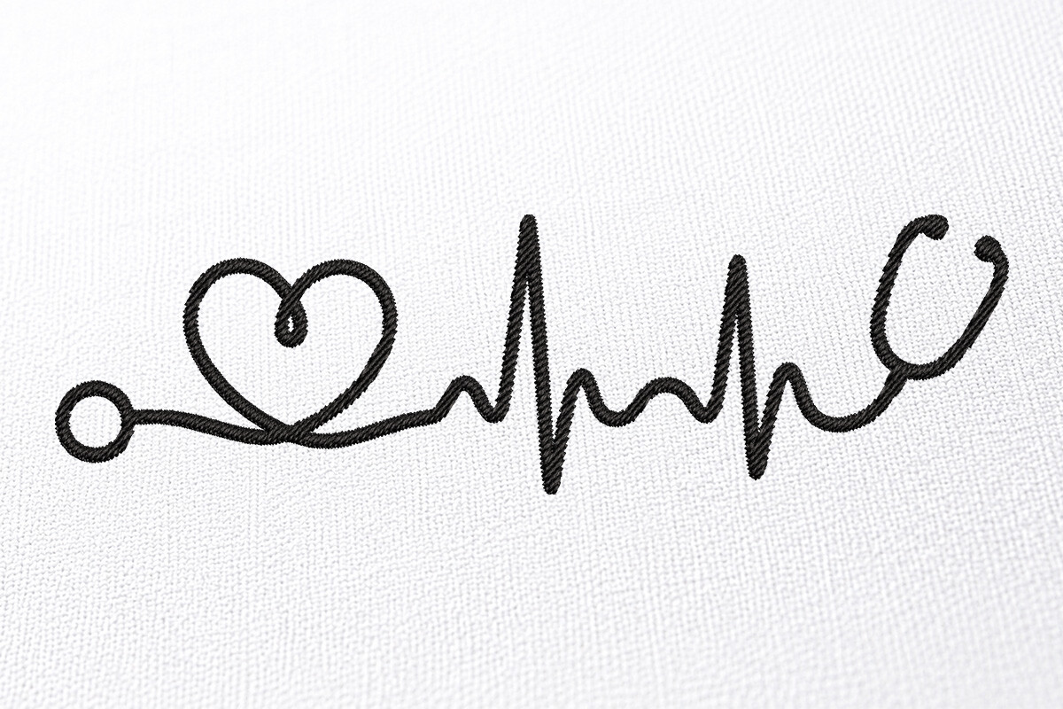 Stethoscope Heartbeat Embroidery Design