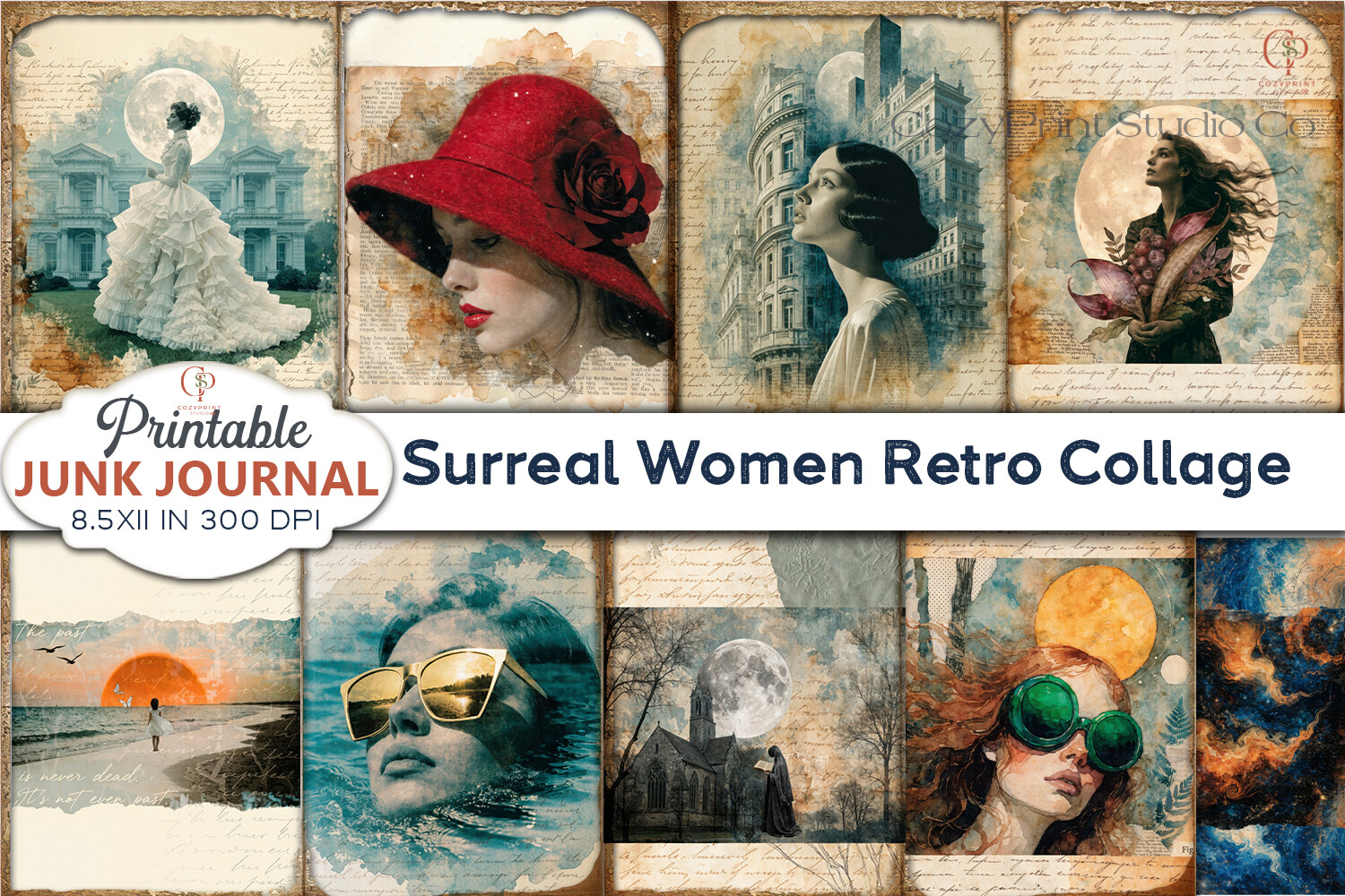 Surreal Women Retro Collage Junk Journal