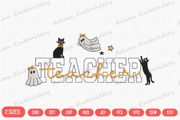 Teacher Halloween Ghost Cat
