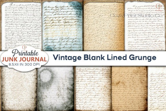Preview of Vintage Blank Lined Junk Journal Paper