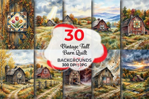 Vintage Fall Barn Quilt Backgrounds