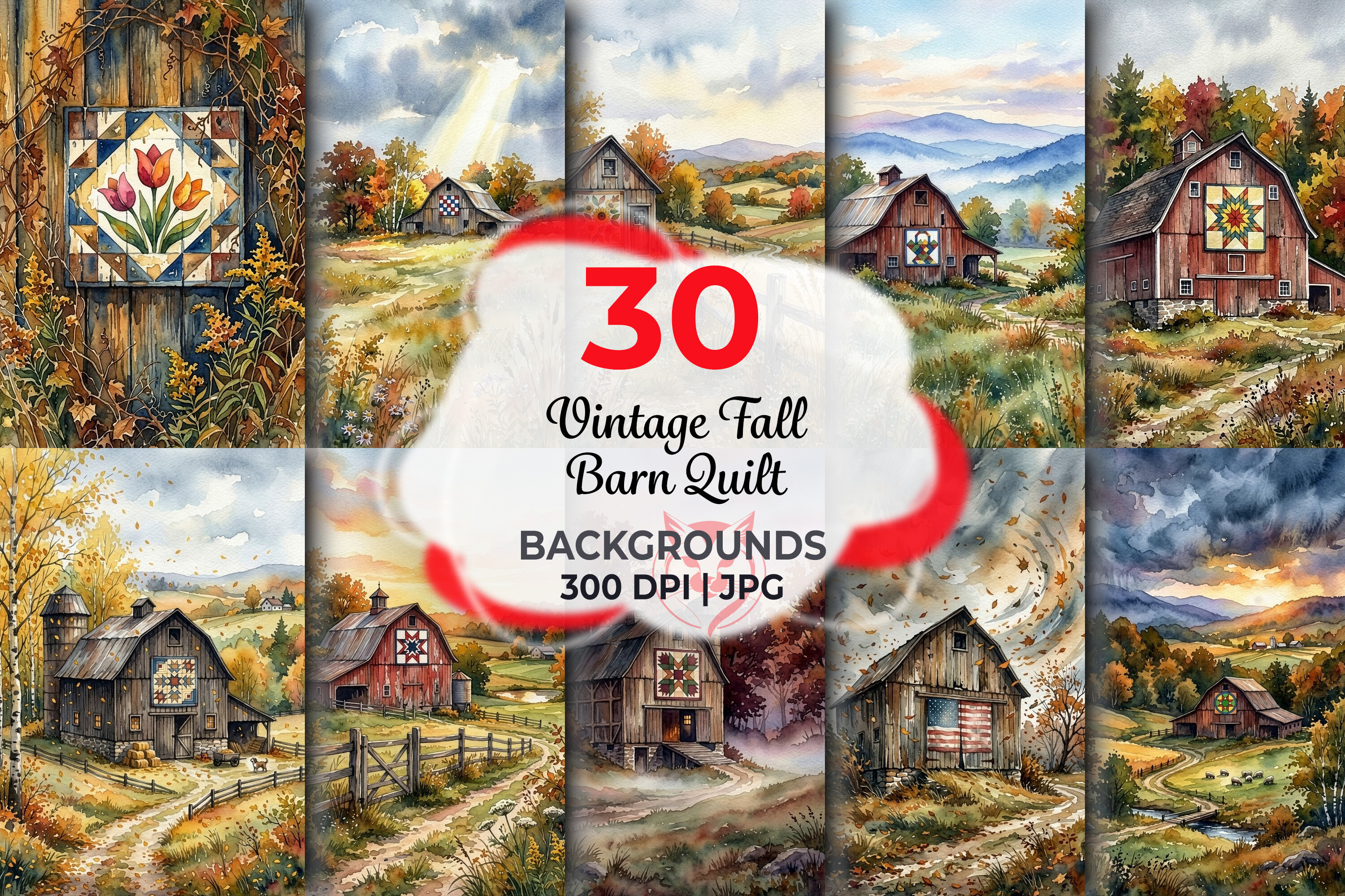 Vintage Fall Barn Quilt Backgrounds