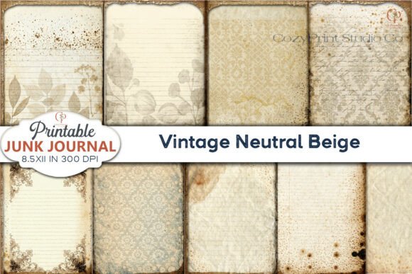 Preview of Vintage Neutral Beige Junk Journal Paper