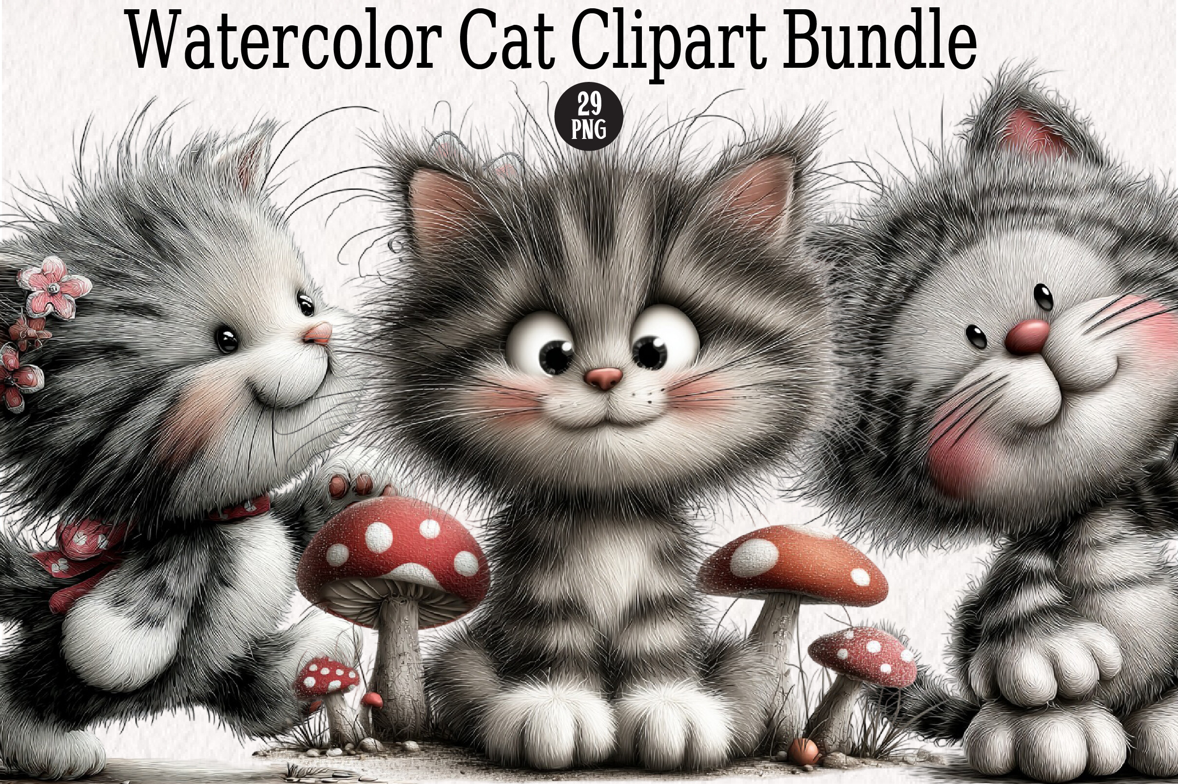 Watercolor Cat Clipart Bundle Graphic by Dreamshop · Creative Fabrica