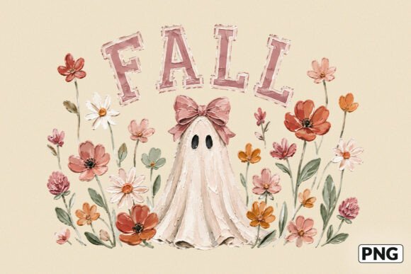 Wildflowers Fall Ghost Tshirt Design PNG