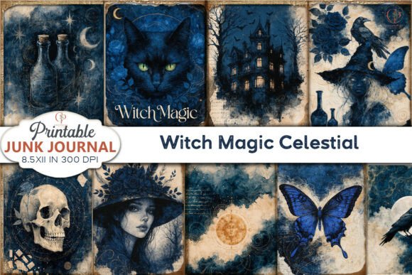 Preview of Witch Magic Celestial Junk Journal Pages