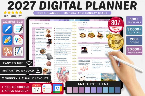 2027 Digital Planner | Monday and Sunday