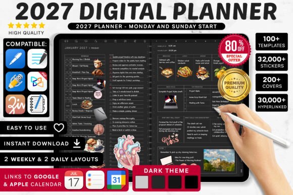 2027 Digital Planner | Monday and Sunday