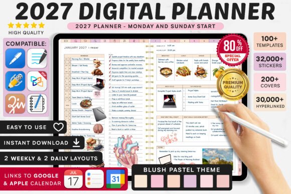 2027 Digital Planner | Monday and Sunday