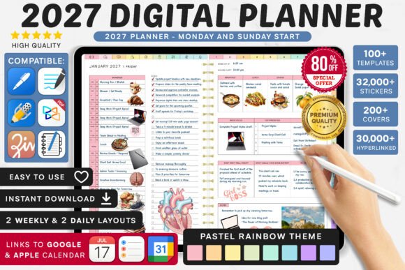 2027 Digital Planner | Monday and Sunday