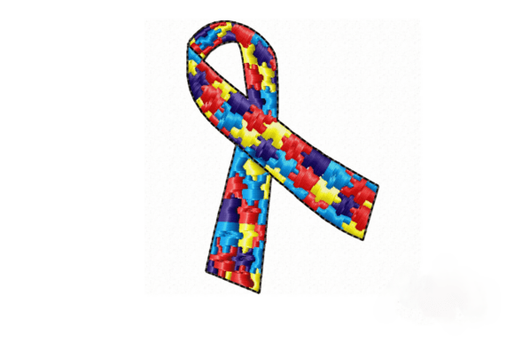 Autism Puzzle Ribbon Embroidery Design